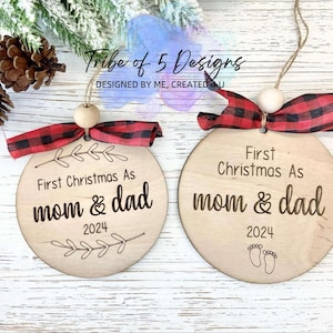 Premier Noël pour maman et papa Svg | Premier Noël en tant que parents Svg d'ornement | Maman et papa ornements Svg |