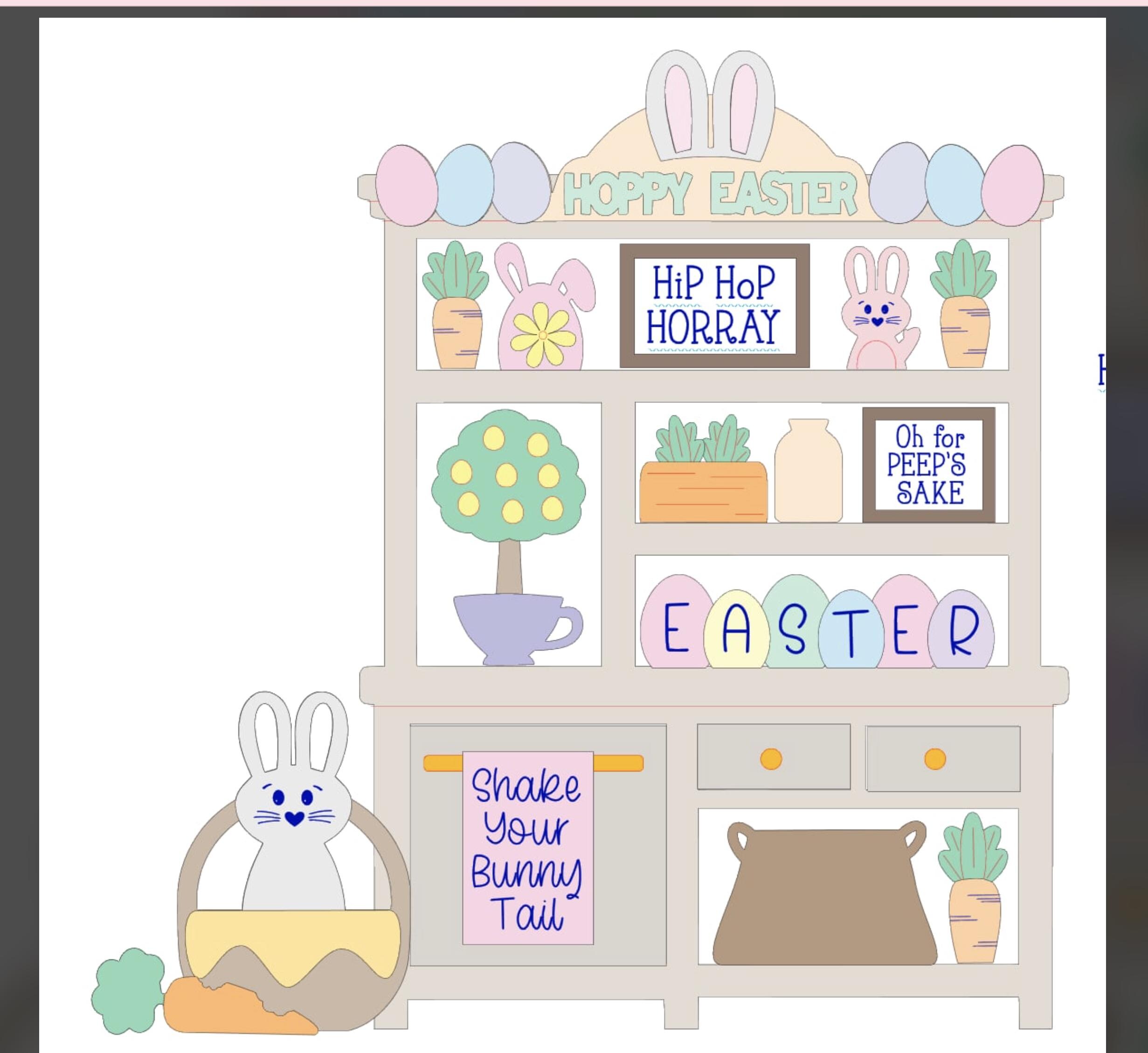 Easter Hutch Shelf Sitter Digital Glowforge Laser Ready File Svg ...