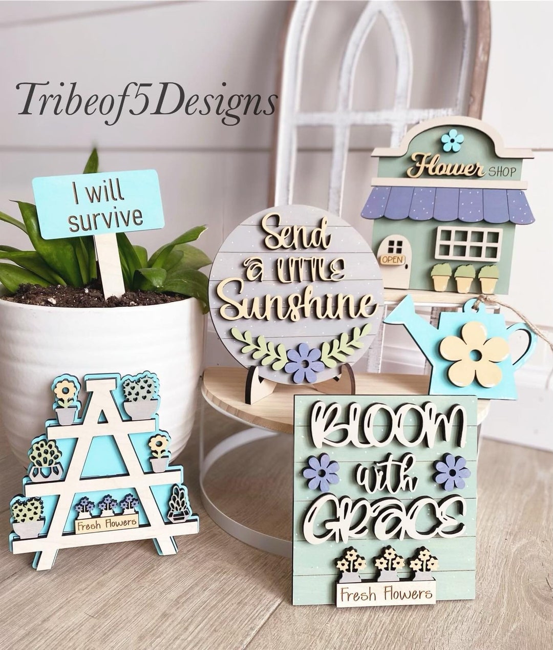 Flower Shop Tiered Tray Svg | Spring Tiered Tray Svg | Spring Tier Tray ...