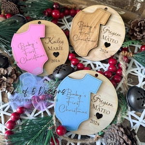 Babys erste Weihnachtsverzierung |  Baby Ornamente geschnitten Datei | Personalisierte Baby Ornament Schmuck | Glowforge Ornamente geschnitten Datei | Laser Ornamente svg
