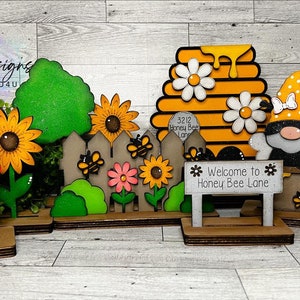 Bee Shelf Sitter Scene Svg | Spring Shelf Sitters Svg | DIY Spring Shelf Sitter | Bee Signs Svg | Spring DIY Kits Svg | Laser Ready Files |