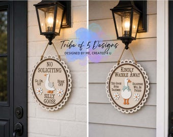 No Soliciting Goose Signs | No Soliciting Silly Goose Svgs | Kindly Waddle Away Goose | Front Door No Soliciting Goose Digital Downloads |