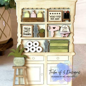 Bathroom Shelf Sitters Svg | Bathroom Decor Svg | Bathroom Signs Svg | Bathroom Tiered Tray Signs Svg | Bathroom Svgs | Wooden Shelf Sitter