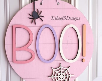 Boo Door Hangers Svg | Front Door Signs Svg | Front Door Halloween Signs | Boo Signs SVg | Pink Halloween Signs SVg | DIY Kids Kits Svg |