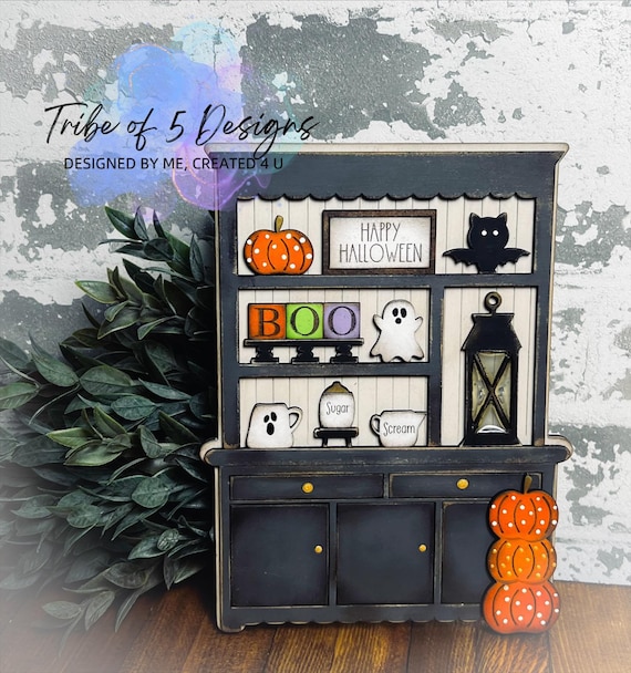 Halloween Shelf Sitter Svg | Halloween Signs Svg | Halloween Decor Svg | Laser Ready Files Svg | Glowforge Files Svg | Hutch Shelf Sitter |