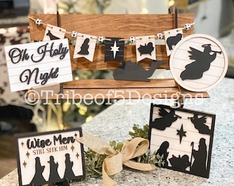 Nativity Tiered Tray svg / Nativity Scene Tier Tray svg / Christmas Tiered Tray svg / Christmas Tier Tray svg / Señales de Bandeja Escalonada /