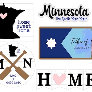 Minnesota Signs Svg | Minnesota Tiered Tray Svg | Minnesota Svg Files | Laser Ready Files Svg | Glowforge Files Svg | State Signs Svg |