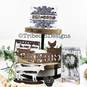 Farmhouse Tiered Tray Svg | Farmhouse Tier Tray Svg | Tiered Tray Svg Files | Laser Ready Files | Glowforge Files | Rustic Tiered Tray Svg |