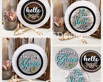 Insegne intercambiabili svg / inserti intercambiabili svg / segni glowforge / file pronti per il laser / shelf sitters svg / be still svg /