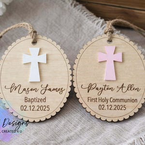 Personalized Baptism First Holy Communion Baby Ornaments | Digital Download Laser Ready Glowforge Files Svg |