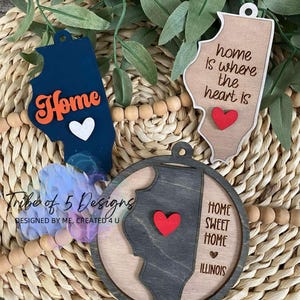 Illinois ornamenten Svg | Illinois gepersonaliseerde ornamenten Svg | Illinois auto Charms Svg | Home Sweet Home Illinois Svg | Svg-afbeeldingen van Illinois |