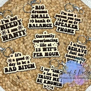 Funny Keychains | Wood Keychains | Sarcastic Keychains Svg | Laser Keychains Svg | Glowforge Keychains | Laser Ready Files Svg |