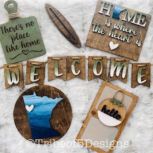 Home Tiered Tray Svg | Home Tier Tray Svg | Home State Tiered Tray Svg | Glowforge Files | Glowforge Svgs | Glowforge Signs | Laser Files |