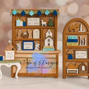 Nativity Scene Set Hutch Shelf Sitter Svg | Christmas Shelf Sitters Svg | Nativity SIgns Svgs | Nativity Tiered Tray Svg | Christmas Signs