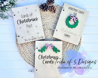 クリスマス カード ホルダー ファイル SVG | クリスマス カード ブック SVG | クリスマス レーザー ファイル SVG | Glowforge ファイル SVG | 木製クリスマス カード ホルダー |