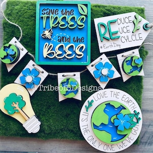 アース デイ ティアード トレイ SVG | アース ティアード トレイ SVG | アース デイ ティアード トレイ SVG | Save The Bees ティアード トレイ | Lasery Ready ファイル | Glowforge ファイル