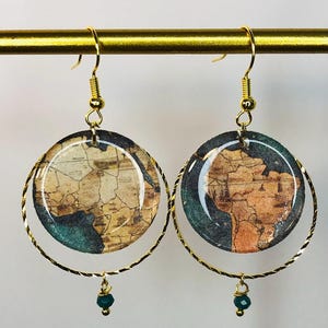 Boucles d'oreilles Sacramento - Bijou en acier Inoxydable, papier artisanal - Voyage