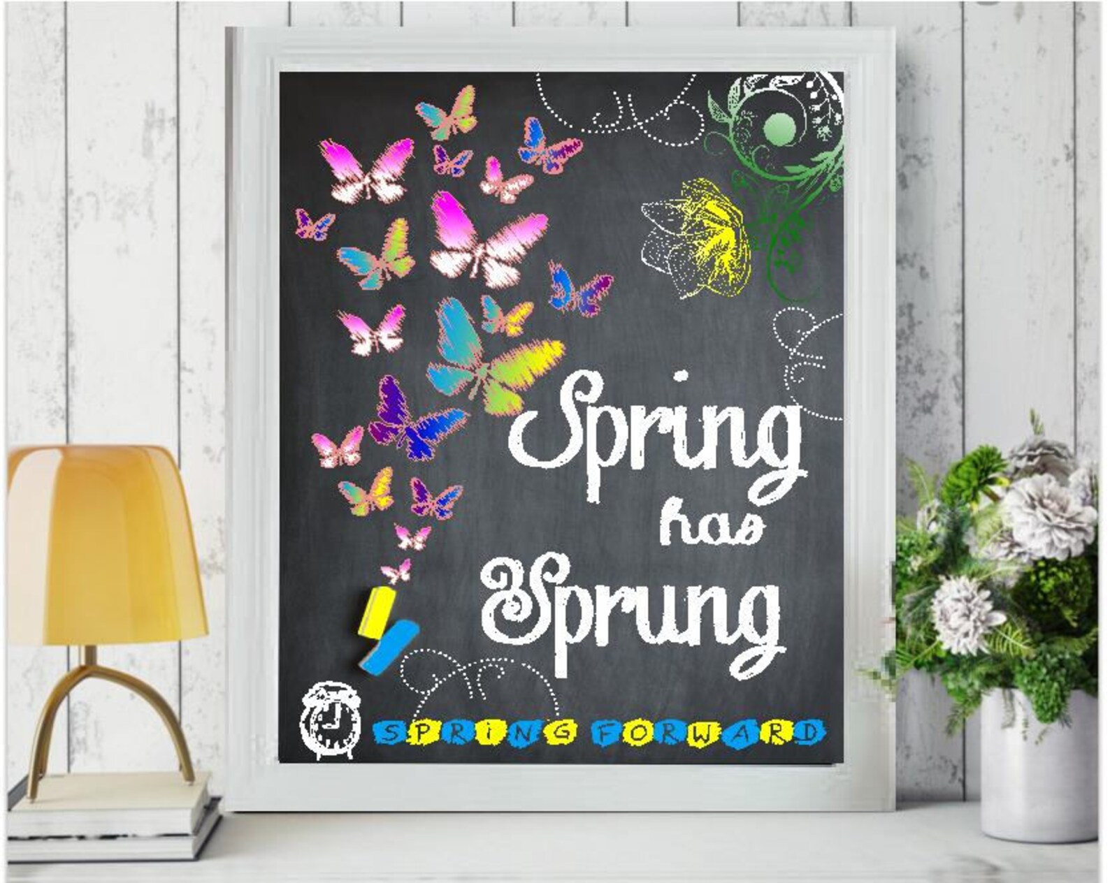 Spring has Sprung Chalk Art Butterfly Spring art Etsy
