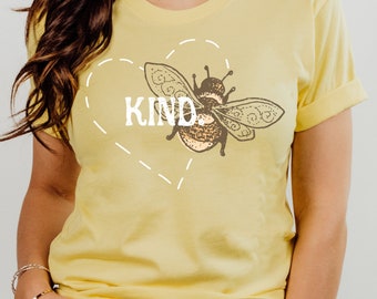 Bee Kind Bumble Bee Heart Funny Cute Saying T-Shirt