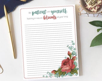 Be Patient Nothing Blooms All Year - Printable Stationery - Boho Printable Notes - Flower Stationery