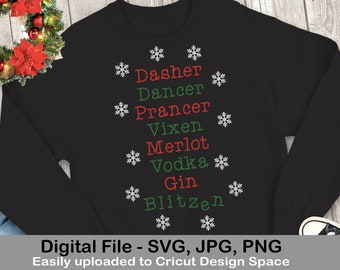 Christmas Winter Reindeer Drunk Rudolph Holiday Digital SVG Cricut Silhouette