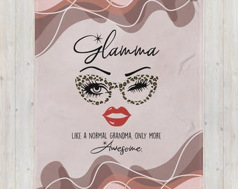 Glamma Blanket – Like a Normal Grandma Only More Awesome – Leopard Glasses Throw Blanket – Funny Grandma Gift
