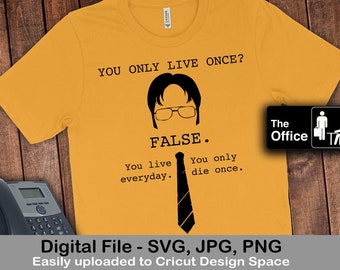 The Office Dwight False YOLO Jim Glasses Tie Digital SVG Cut File Cricut Silhouette
