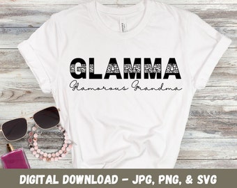 Glamma Grandma Glamorous Leopard Fashion Hip Young Mother's Day Birthday Digital Cut File SVG Cricut Silhouette