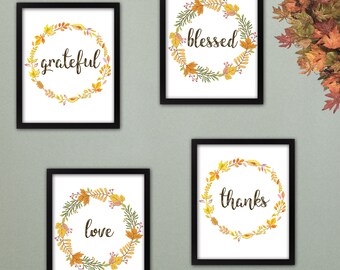 Thanks Blessed Love Grateful Fall Autumn Printables Digital Package
