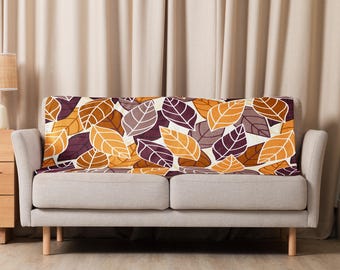 Autumn Leaf Sherpa Fleece Blanket Cozy Fall Throw with Orange and Burgundy Leaves Soft Couch and Bed Blanket Fall Home Decor Gift