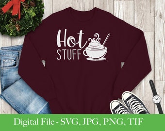 Christmas Winter Hot Chocolate Cocoa Hot Stuff Holiday Digital SVG Cut File Cricut Silhouette