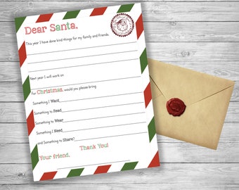 Santa Wish List Nice Kind Letter for Santa