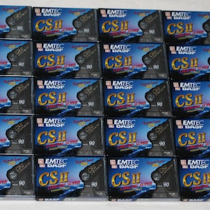 May include: A collection of 18 vintage audio cassette tapes, all labeled "EMTEC BASF CS II Chrome Super", with a 90-minute runtime.
