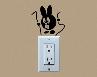 Cute Mouse electrical wires funny Vinyl Decal Sticker light switch cover outlet wall art gift present home house decor decoration