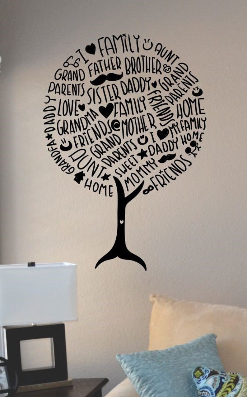 Family Tree Vinyl Wall Art Decal Sticker Home House Decor Etsy