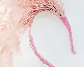 Dusty Pink Feather Headband: Carnival Head Piece With  display picture 3