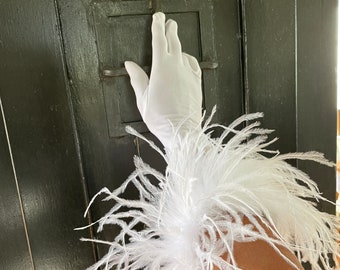 Pure White Fluffy Ostrich Feather Hand Bands, 6 Ply Ostrich Feathers.