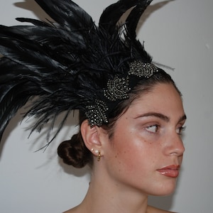 Masquerade Side Head Dress, Extravagant Feather Head Piece, Head Crown,Burlesque Accessories.