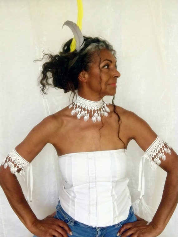 Tribal Lace Arm and Choker Set Beautiful Lace Arm Bracelet Boho Jewellery Style Beautiful Pattered Lace Arm Cuff and Necklace. Etsy