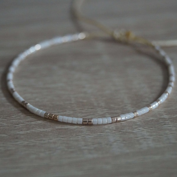 Bracelet personnalisé minimaliste réglable en perles en verre MIYUKI Delica 11/0