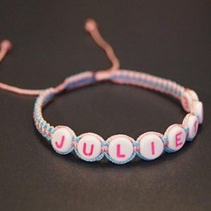 Gepersonaliseerde armband voornaam kind jongen man met Shamballa sluiting met magische kralen 1 mm nylon draad 24 kleuren om uit te kiezen afbeelding 4