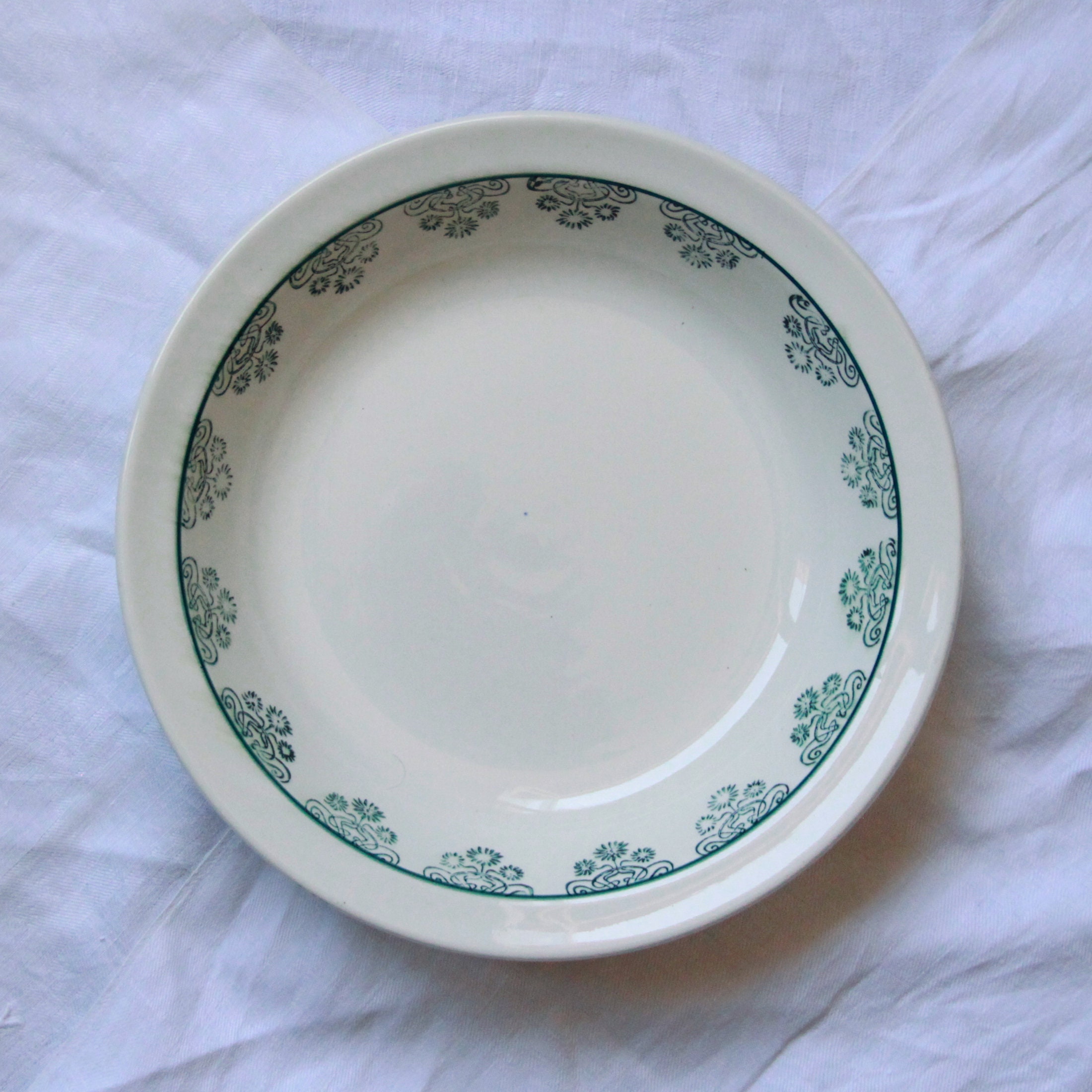 Plat de Service Creux Fleurie Faïence Ancienne Digoin Sarreguemines