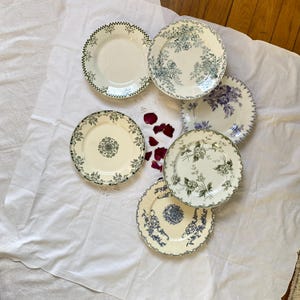 6 mismatched ironstone dessert plates Sarreguemines Creil St Amand Clairefontaine