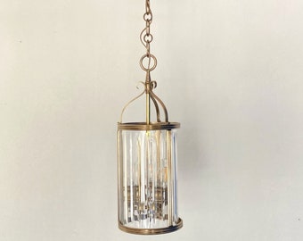 Old lantern in brass and vintage crystal chandelier lighting decoration