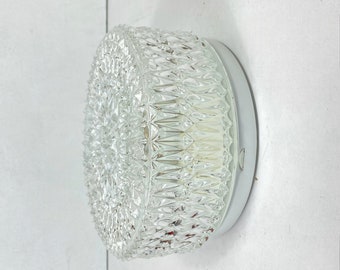 Wall light round ceiling light minimalist glass 1970 1980 seventies eighties old transparent light fixture vintage decoration