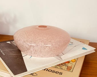 Antieke Art Deco roze gespikkelde glazen bol, Clichy, voor lamp, wandlamp, kroonluchter, 18 cm