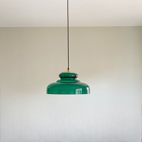 Suspension en opaline verte vintage décoration luminaire lustre