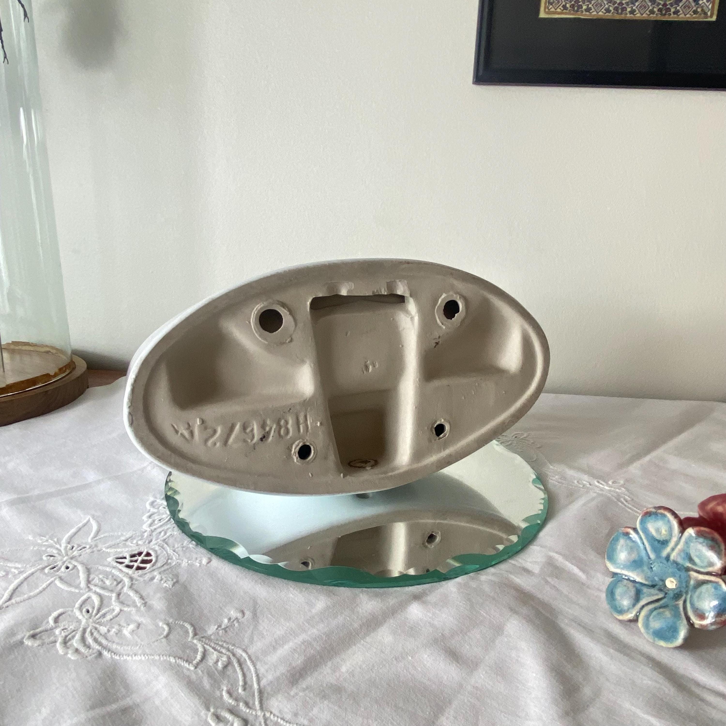 Porte-savon Ancien En Faïence – Décor Floral – Multicouleur