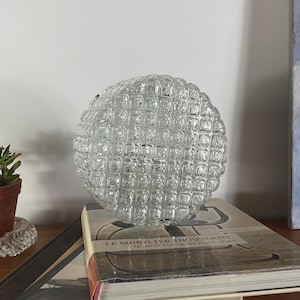 Vintage ronde wand-/plafondlamp met helder glas, jaren 70-80.