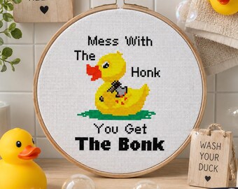 Funny Duck Cross Stitch Pattern – Sarcastic Meme Embroidery (PDF Download)